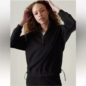 NWT Athleta Triumph Hybrid Half Zip Sweatshirt Sz Small Black